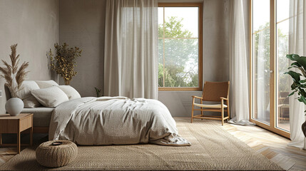 Scandinavian, mid-century, modern home interior designs for bedroom and living rooms.