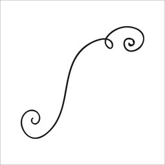 Black Hand Drawn Decorative Divider. Swirl. 2. Design Clip Art.