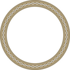 Vector gold with black round Egyptian ornament. Circle, frame, ring of ancient Egypt.Pattern of lotus flowers and sun