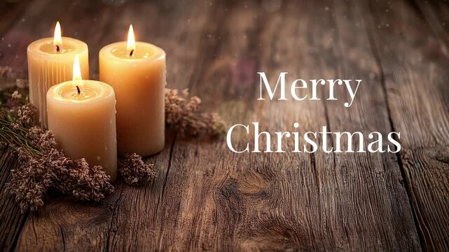 Silent Night Holy Candle with Merry Christmas Text on it. Christmas Night Concept