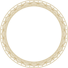 Vector round gold border, frame, Pompeii ring. Circle Neopolitan ornament. Art of Ancient Rome