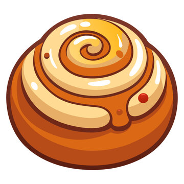 recommend clip art: Sweet Swirl Delight: A cartoon cinnamon roll with tempting swirls of icing. 