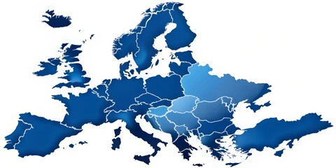 Obraz premium Vibrant illustration of Europe with Scotland prominently highlighted in bold blue, surrounded by neighboring countries