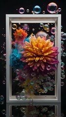 A Dynamic Fusion of Colorful Flowers and Floating Reflections in Artistic Photography