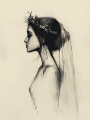 Fototapeta premium sketch of wedding headdress