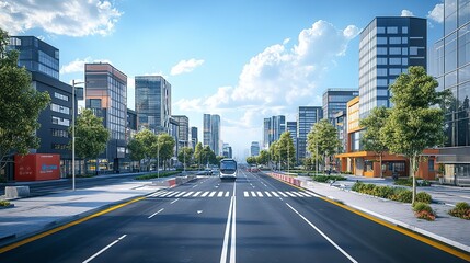 street view of modern city