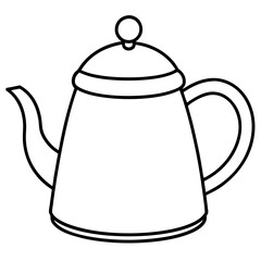 Fototapeta premium teapot or kettle outline coloring book page line art drawing