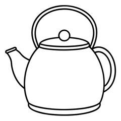 Obraz premium teapot or kettle outline coloring book page line art drawing
