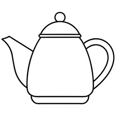 Fototapeta premium teapot or kettle outline coloring book page line art drawing