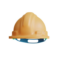 A yellow construction hard hat with chin strap.