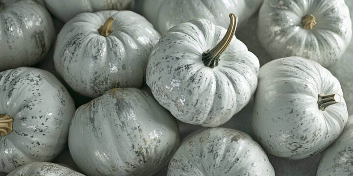 Recently harvested greish silver pumpkins in a random pile