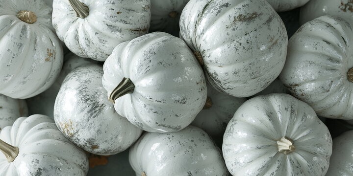 Recently harvested greish silver pumpkins in a random pile