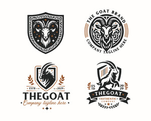 Naklejka premium Set bundle retro badge vintage goat tattoo for business company 