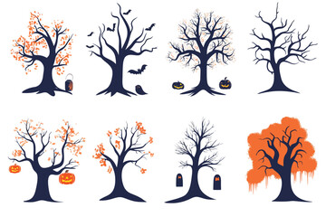 Halloween tree vector set
