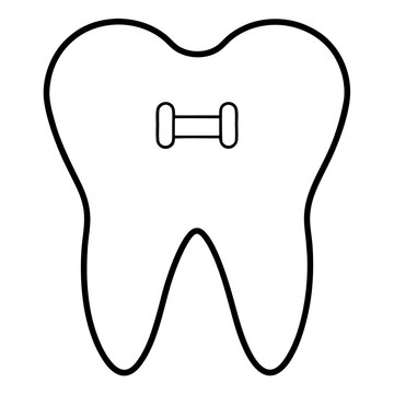 recommend clip art: tooth with braces outline coloring book page line art drawing