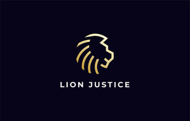 Logo Line Lion with gold color. Simple, Minimalist and Modern. Editable file