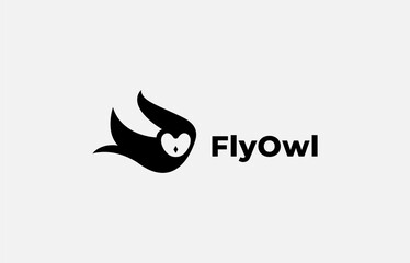 Logo Owl Fly minimal concept. Simple, Minimalist and Modern. Editable file