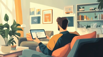 Cozy Home Office with Laptop and Shelves