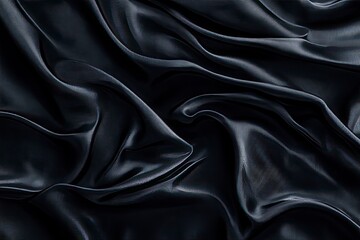 Fototapeta premium Black gray satin dark fabric texture luxurious shiny that is abstract silk cloth panorama background with patterns soft waves blur beautiful , ai