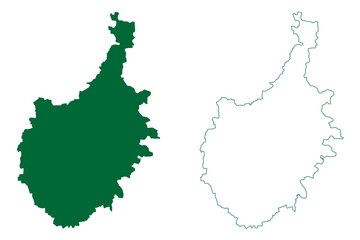 Chitradurga district (Karnataka State, Republic of India, Bangalore Division) map vector illustration, scribble sketch Chitradurga map