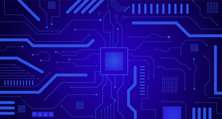 Circuit board technology background, illustration of electronics cpu board components suitable for presentations about computer technology.