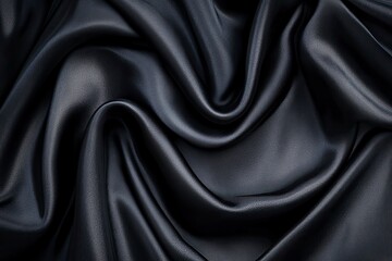 Fototapeta premium Black gray satin dark fabric texture luxurious shiny that is abstract silk cloth panorama background with patterns soft waves blur beautiful , ai