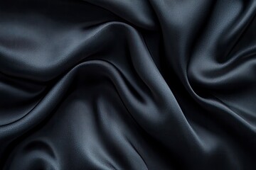 Obraz premium Black gray satin dark fabric texture luxurious shiny that is abstract silk cloth panorama background with patterns soft waves blur beautiful , ai