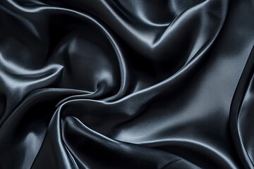 Obraz premium Black gray satin dark fabric texture luxurious shiny that is abstract silk cloth panorama background with patterns soft waves blur beautiful , ai