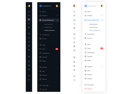 Side Navigation Bar Web UI Design