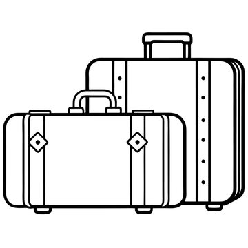 recommend clip art: traveler s suitcases outline coloring book page line art drawing