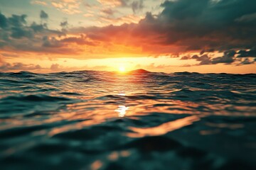 Fototapeta premium Point of view in the water at sunset , ai