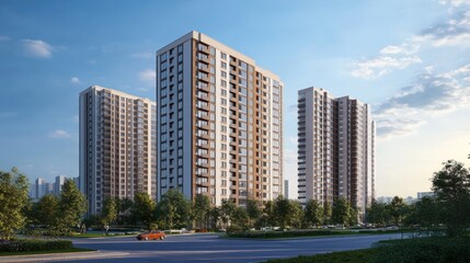 Obraz premium Modern apartment buildings in a residential area