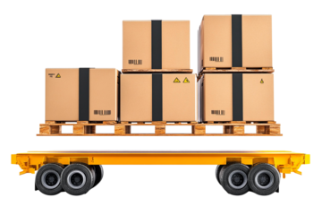 Stacked cardboard boxes on a yellow palle