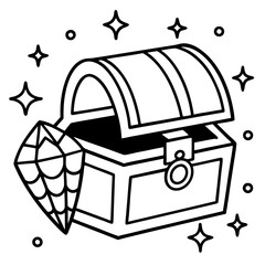 treasure vintage scene outline coloring book page line art drawing