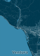 Ventura, California, USA artistic blueprint map poster