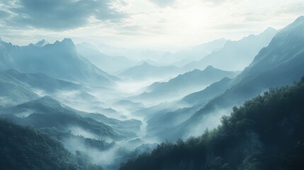  quiet mountain landscape evoking a feeling of peace and mental rejuvenation