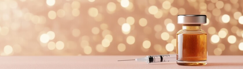 3D Rendered Insulin Vial and Syringe on Glowing Blurred Background