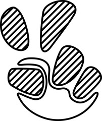 Hand gesture V sign. Editable stroke. Line, simple, doodle and hand-drawn concept. for icon, logo or symbol