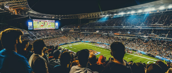 A stadium full of people watching a football game