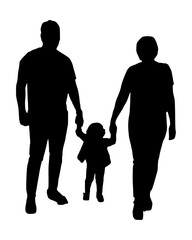 Father Mother And Little Kid Silhouette