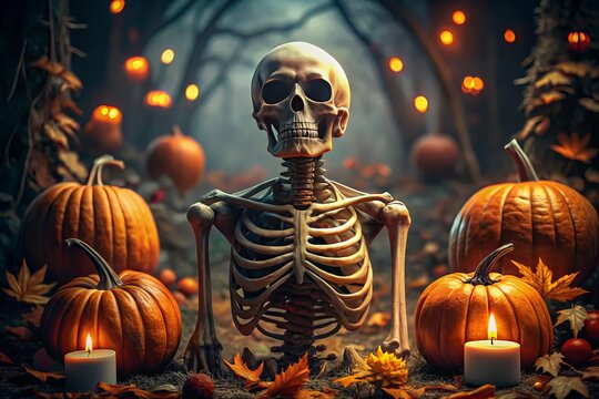 * halloween skeleton imagery pictures illustrations creepy style