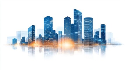 Obraz premium A modern city skyline with sleek skyscrapers