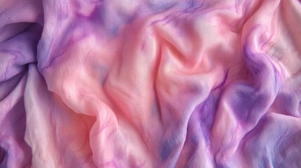 Fototapeta premium A close-up of a tie-dye shirt in pastel pinks and purples, showcasing the soft blending of colors and unique pattern
