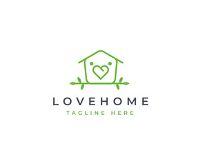 Home house logo design vector illustration with love people family symbol nature icon template