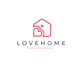 Home love house logo design concept. Charity or care logo symbol icon template