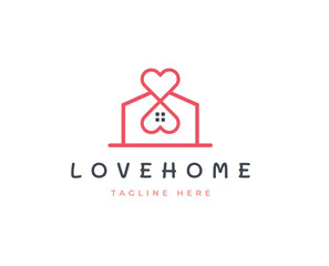 Fototapeta premium Home love house logo design concept. Charity or care logo symbol icon template