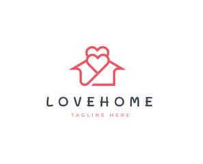 Obraz premium Home love house logo design concept. Charity or care logo symbol icon template