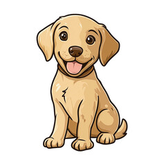 Happy and friendly golden retriever puppy dog isolated on white background