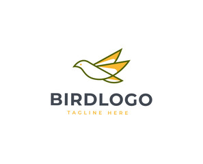 Bird fly minimal logo design with line art style animal icon symbol vector illustrations