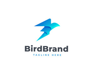Modern flying bird logo design. Gradient stylized bird vector illustration